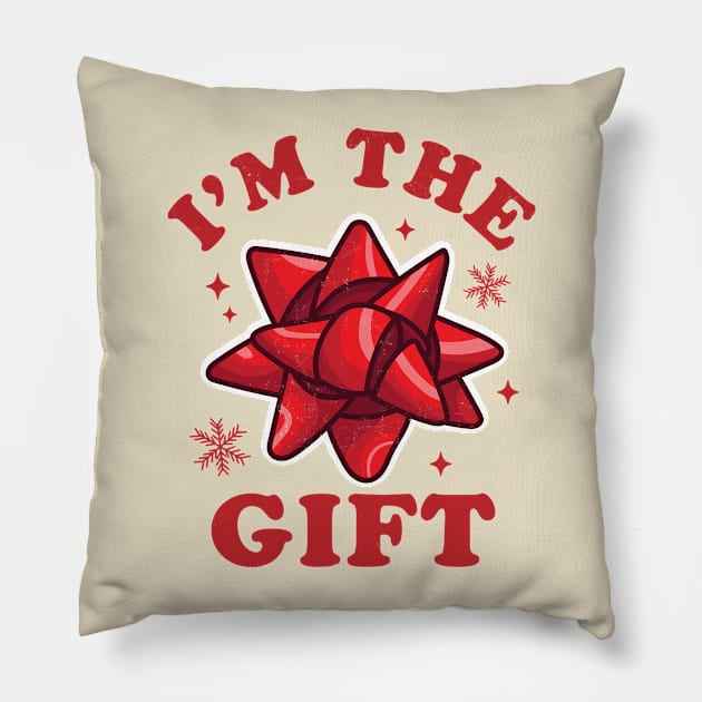 I'm the gift - Funny Ugly Christmas Sweater - Xmas Bow Pillow by OrangeMonkeyArt