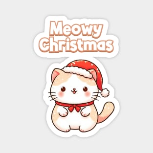 Meowy Christmas Santa Kitty Cat Magnet