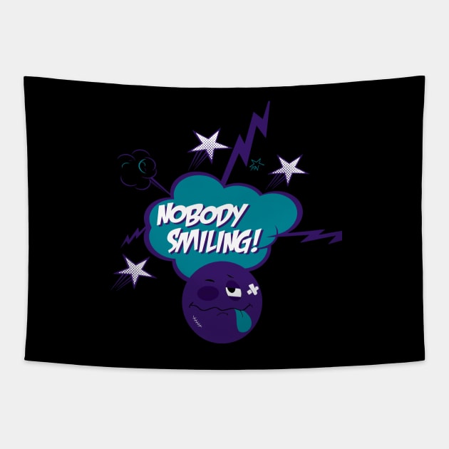 Nobody Smiling Emoji Grape Tapestry by StayHungryCo