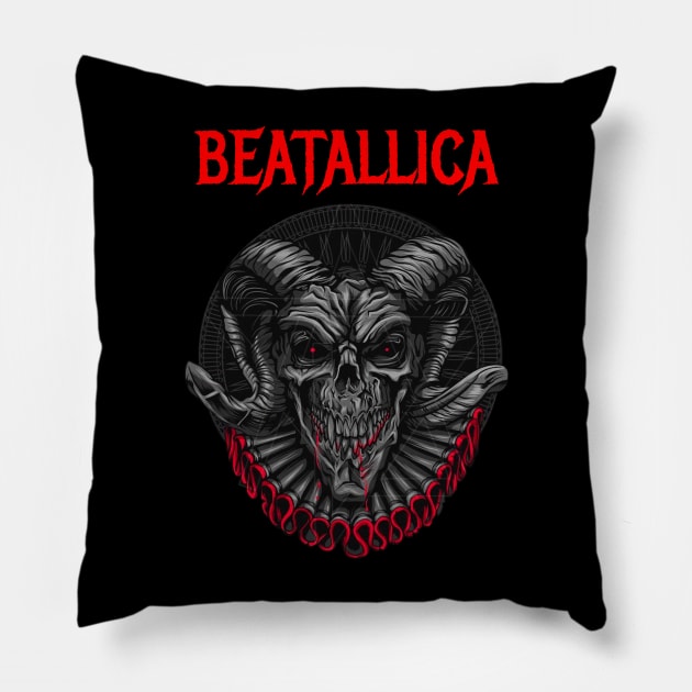 BEATALLICA BAND MERCHANDISE Pillow by Angelic Cyberpunk