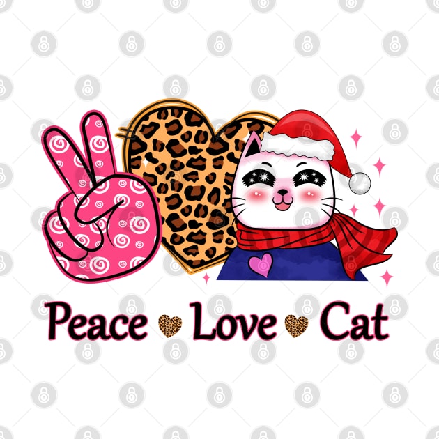 Peace Love Cat Santa by lunamoonart