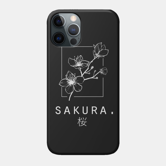 Sakura" Cherry Blossom Japanese Minimalist/Simple Design (Black) - Sakura - Phone Case