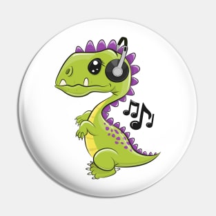 Super cool dinosaur in headphones. Pin