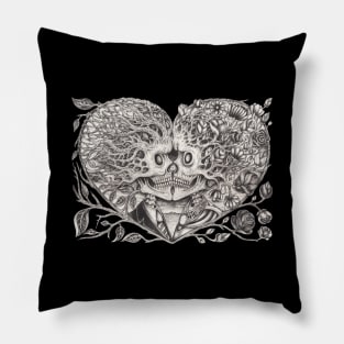 Couple love surreal skull. Pillow