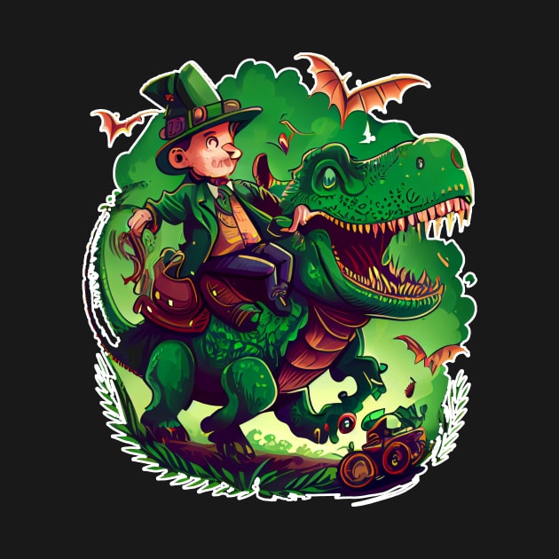 Funny Leprechaun Riding T-rex by TriHarder12
