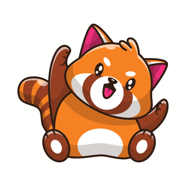 Cute Happy Red Panda Sitting Cartoon by Catalyst Labs