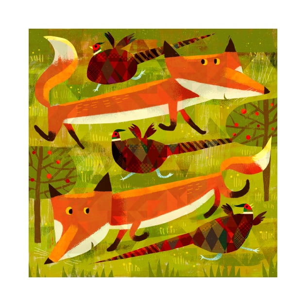 Fox and Pheasants by Gareth Lucas