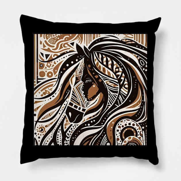 Queen and her horse by Charlotte VanRoss( cvanross ) Pillow by Charlotte VanRoss 