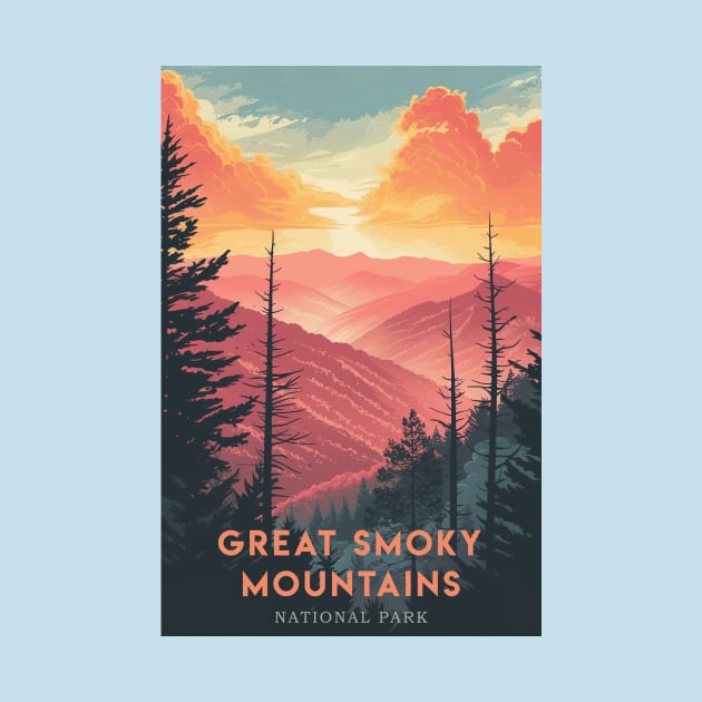 Great Smoky Mountains national park travel poster by GreenMary Design