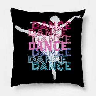 Dance With Ballerina Silhouette Retro Look Lettering Pillow