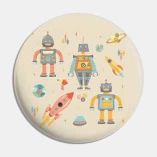 Vintage Inspired  Robots in Space Pin