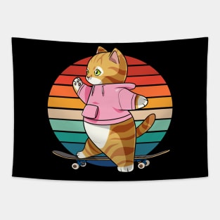 Orange Tabby Cat Skater Skateboarder Tapestry