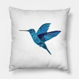 Blue  Hummingbird Pillow