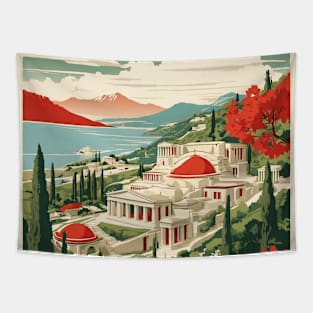 Olympia Greece Tourism Vintage Poster Tapestry