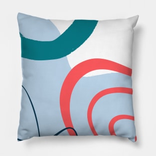 Urban Blue Red Circling Side Abstract Art Pillow