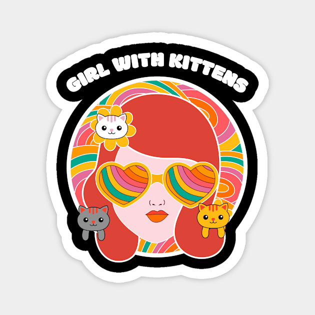 Girl with kittens Magnet by Dog Lovers Store