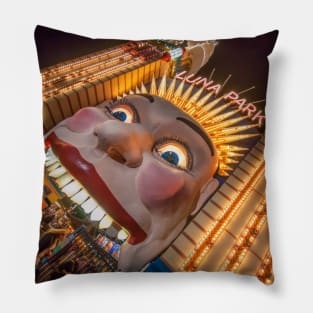 Luna Park Face at Night, Sydney, NSW, Australia Pillow