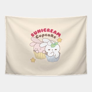 Two Cute Bunnies Cosplay as Bunicream Cupcake Tapestry