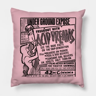 Freakout With Acid Dreams  ≤≥  60s Retro Underground Movies Pillow