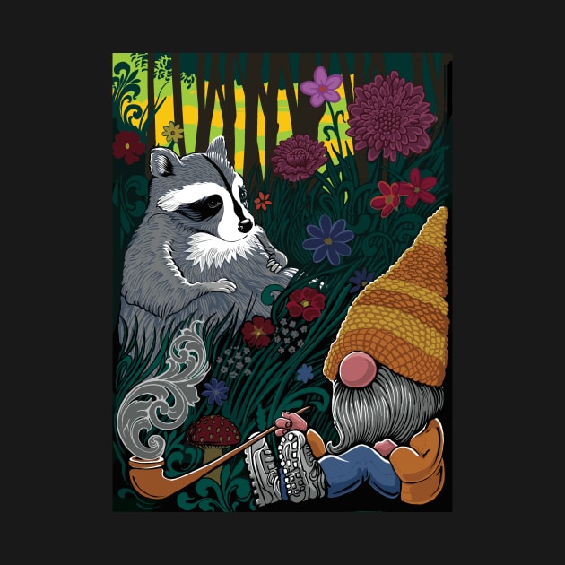 Gnomer and raccoon by SunnyDaysNH