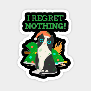 Cat I Regret Nothing Ugly Christmas Sweater Style Funny Magnet