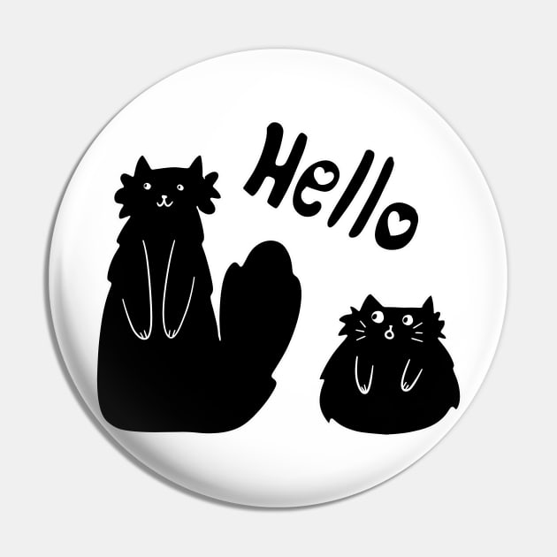 "Hello" Black Cats Pin by saradaboru