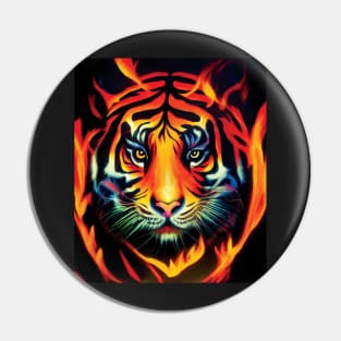 Powerful Tiger in Flames Pin