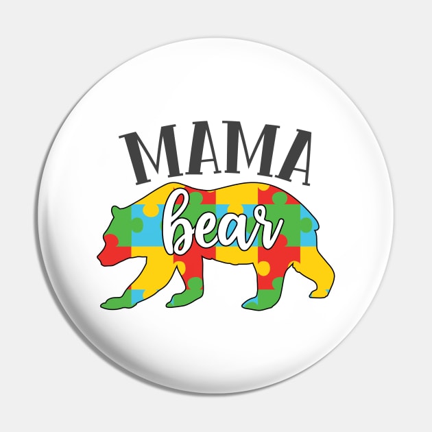 Mama Bear, Autism Awareness Pin by SweetMay