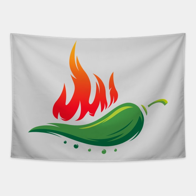 Flaming Hot Jalapeno Pepper for Spicy Mexican Food Lover Tapestry by PerttyShirty