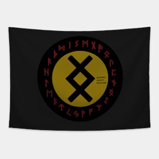 Yellow Inguz Futhark Rune Symbol Tapestry