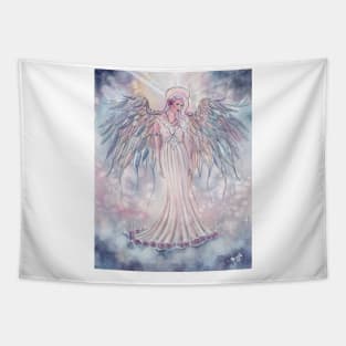 Light above heavenly angel by Renee Lavoie Tapestry