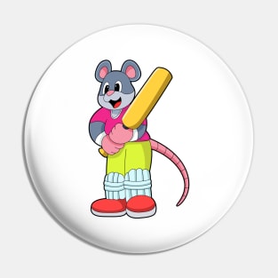 Mouse at Cricket with Cricket bat Pin