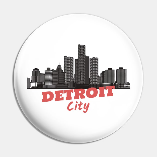 Detroit city skyline vintage retro Pin by thegoldenyears