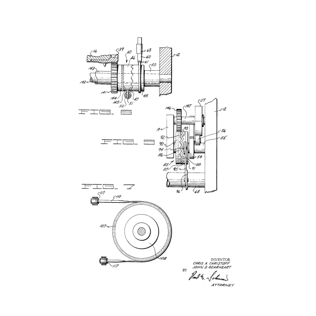 Driving and supporting means for high speed printing drum Vintage Patent Hand Drawing by TheYoungDesigns