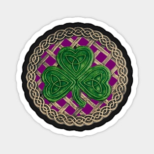 Celtic Knot Shamrock Purple Background Magnet