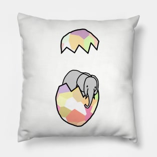 Cute Elephant Popping Out of Funny Easter Egg Pillow