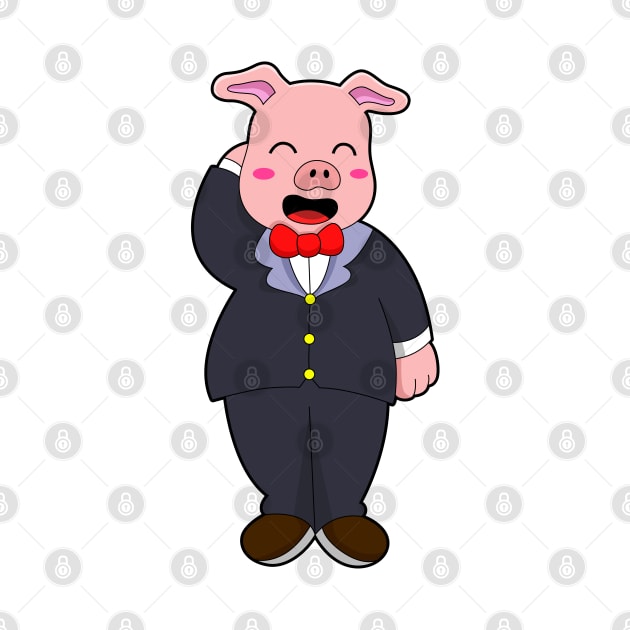 Pig as Groom with Suit & Tie by Markus Schnabel