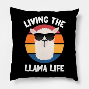 Living The Llama Life | Funny Kawaii Llama with Sunset Pillow