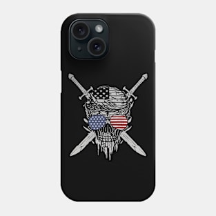 Spooky skull with sunglasses Phone Case