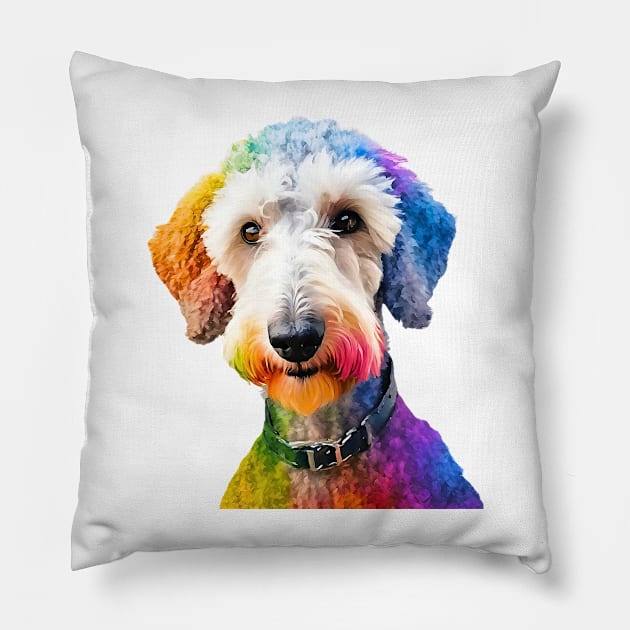 Pop-Art Bedlington Terrier Impressionism Pillow by Doodle and Things