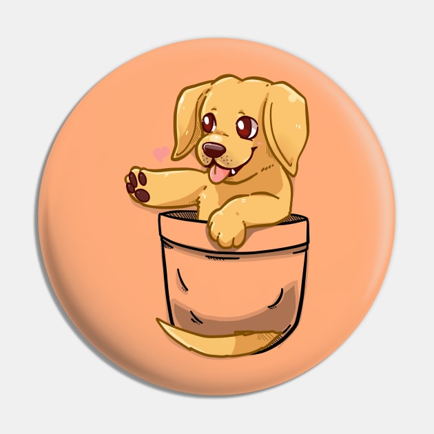 Pocket Cute Golden Labrador Dog Pin by TechraPockets