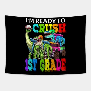 I'm Ready To Crush 1st Grade Monster Truck Dinosaur Back To School Tapestry