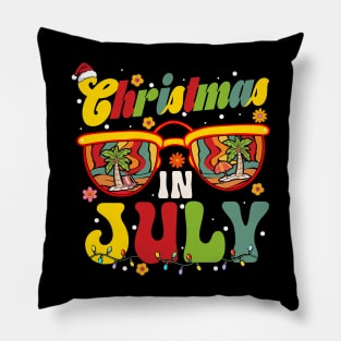 Vintage Santa Hat Sunglasses Summer Christmas In July Xmas Pillow