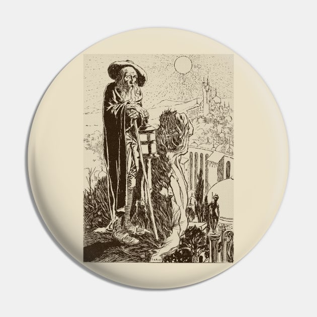 Vintage Wizard Illustration Artwork Pin by CultOfRomance