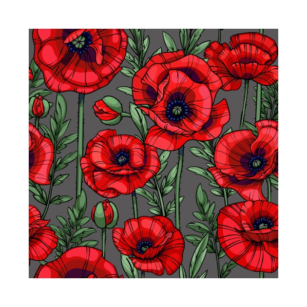 scarlet red poppies by  ESHA-Studio