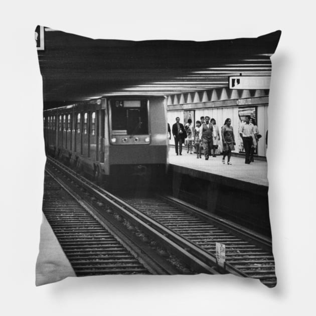 vintage photo of Mexico City Metro Pillow by In Memory of Jerry Frank