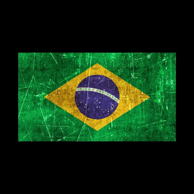 Vintage Aged and Scratched Brazilian Flag by jeffbartels