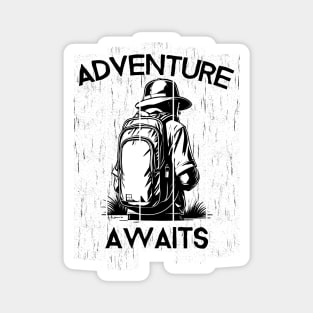 Adventure Awaits Black and White Magnet