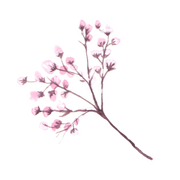 cherry blossom branch watercolour by IndypendenZ