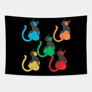 Geometric Cats artline Colorful Cute Abstract Retro Design Tapestry